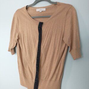 NWOT Ann Taylor LOFT Wool Blend Cardigan Sweater with Lace Accent